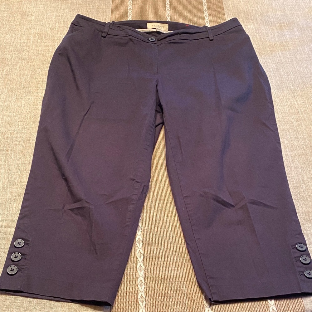 Navy Cropped Skimmers with Button Detail
